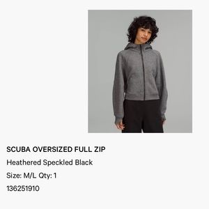Lululemon Heather Grey Scuba Oversized Full Zip